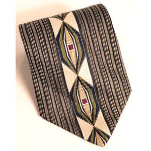 Vintage Louis Feraud 100% Silk Necktie With Geometric Pattern: 55" Long